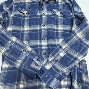 Patagonia Fjord Flannel Blue and Yellow Plaid Shirt